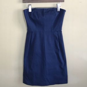THEORY strapless blue dress